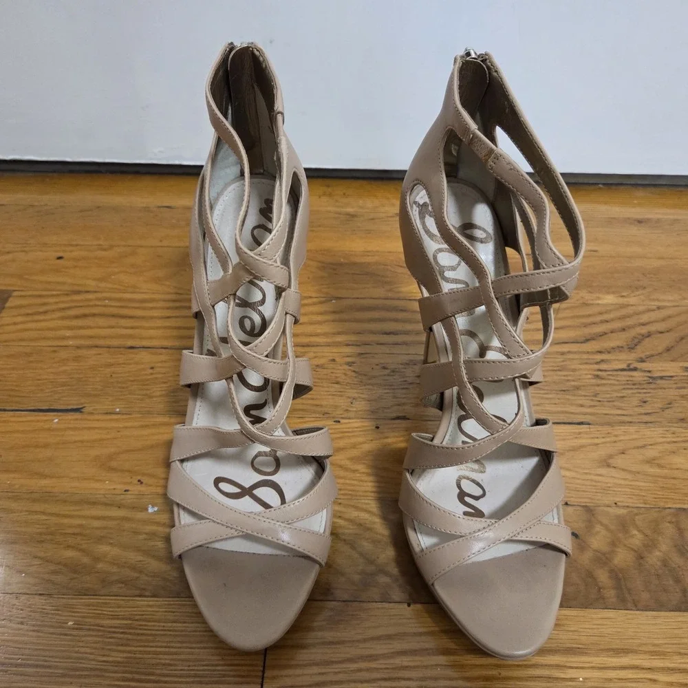 Sam Edelman Erin Caged Strappy‎ Leather High Heel 4.5